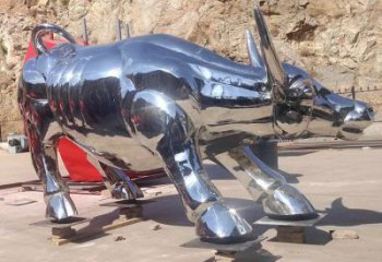 鍛造牛雕塑廠家 卡通鏡面擺件 廣場現代牛雕塑