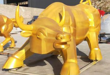 別墅牛雕塑廠家 卡通噴漆小品 農村抽象牛雕塑