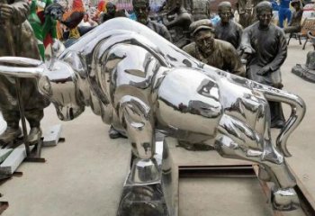 步行街牛雕塑廠家 創意鏡面擺件 大型草地牛雕塑