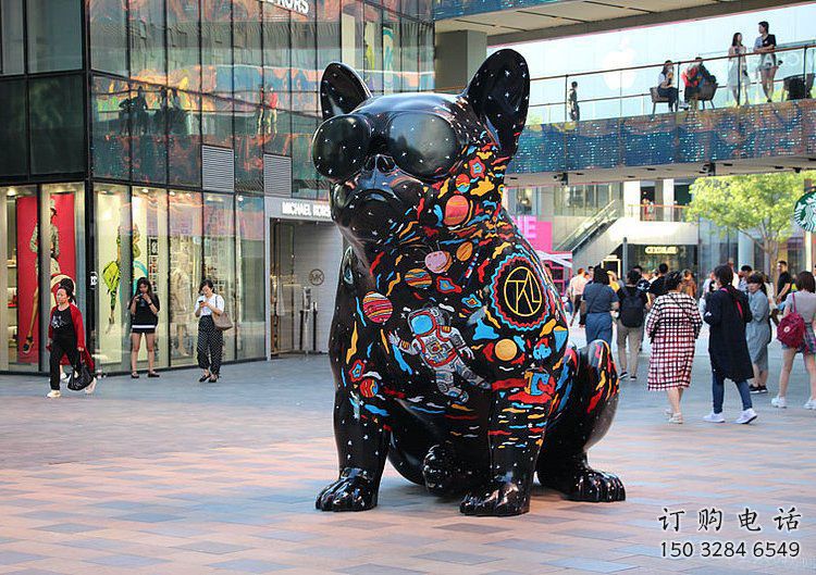 抽象小狗雕塑廠家 創意廣場擺件 戶外彩繪小狗雕塑