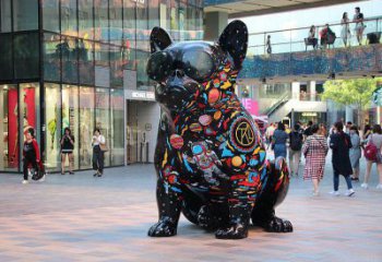 抽象小狗雕塑廠家 創(chuàng)意廣場擺件 戶外彩繪小狗雕塑