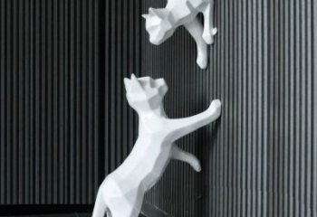 幾何貓咪雕塑廠家 中式室內擺件 抽象切面貓咪雕塑