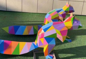 幾何狐貍雕塑廠家 創意卡通小品 切面噴漆狐貍雕塑