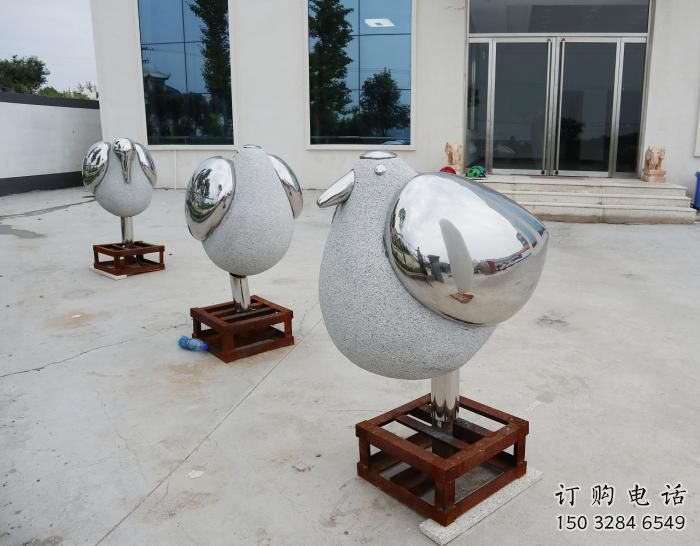 鏡面小鳥雕塑廠家 現代酒店擺件 游樂場異形小鳥雕塑