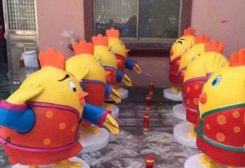 彩繪小雞雕塑廠家 卡通噴漆小品 草地仿真小雞雕塑