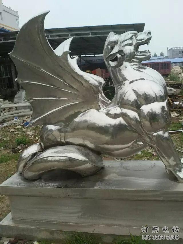抽象麒麟雕塑廠家 戶外創(chuàng)意擺件 玄關鏡面麒麟雕塑