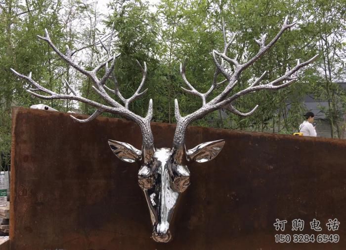 鏡面鹿角雕塑廠家 現(xiàn)代公園擺件 游樂(lè)場(chǎng)異形鹿角雕塑