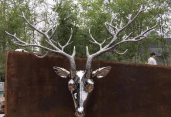 鏡面鹿角雕塑廠家 現代公園擺件 游樂場異形鹿角雕塑