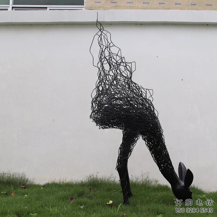 幾何鹿頭雕塑廠家 中式室內(nèi)擺件 草地切面鹿頭雕塑