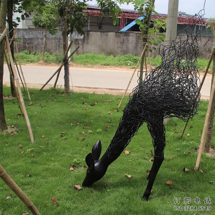 拉絲鹿頭雕塑廠家 大型抽象擺件 游樂(lè)場(chǎng)異形鹿頭雕塑