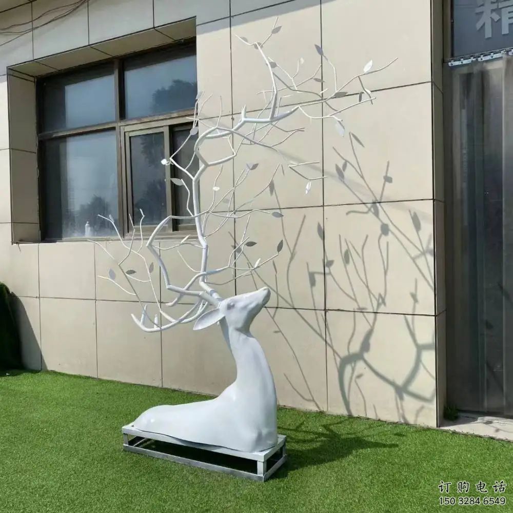 賓館鹿頭雕塑廠家 歐式仿真小品 戶外噴漆鹿頭雕塑