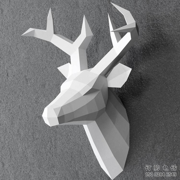 抽象鹿頭雕塑廠家 創意現代擺件 玄關彩繪鹿頭雕塑