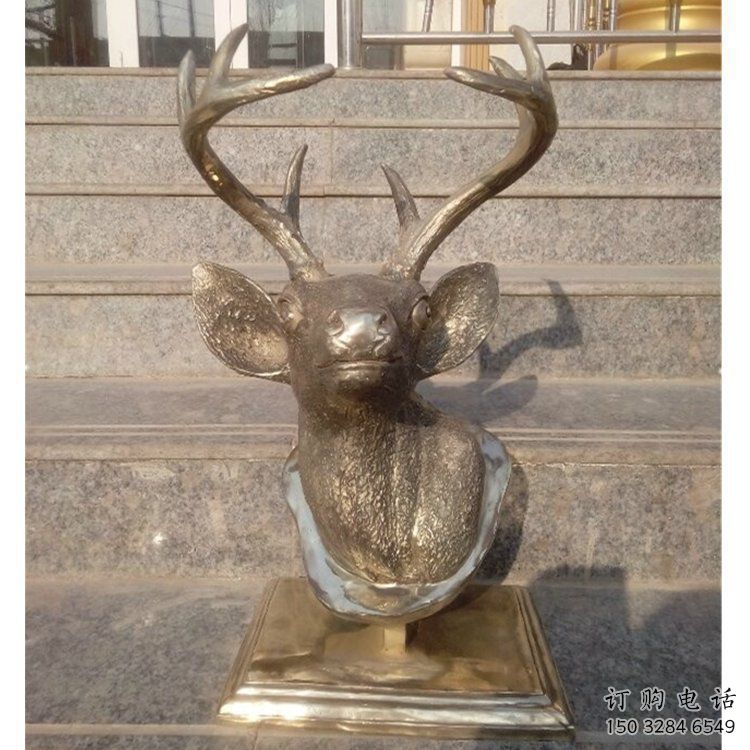風景區鹿頭雕塑廠家 中式室內擺件 戶外仿古鹿頭雕塑