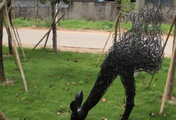 拉絲鹿頭雕塑廠家 大型抽象擺件 游樂場(chǎng)異形鹿頭雕塑