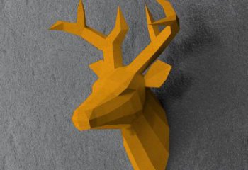 幾何鹿頭雕塑廠家 中式室內(nèi)擺件 別墅區(qū)切面鹿頭雕塑