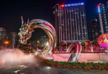 公園水龍雕塑廠家 中式鏡面小品 風景區仿古水龍雕塑