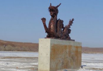 抽象臥龍雕塑廠家 創(chuàng)意村口擺件 戶外彩繪臥龍雕塑