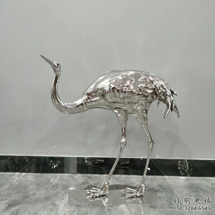 異形鴕鳥雕塑廠家 創意異形擺件 酒店拉絲鴕鳥雕塑