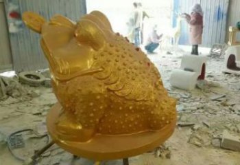 戶(hù)外金蟾雕塑廠(chǎng)家 現(xiàn)代賓館小品 大型烤漆金蟾雕塑