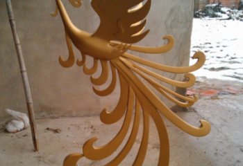 商場(chǎng)金鳳凰雕塑廠家 中式戶外小品 酒店拉絲金鳳凰雕塑