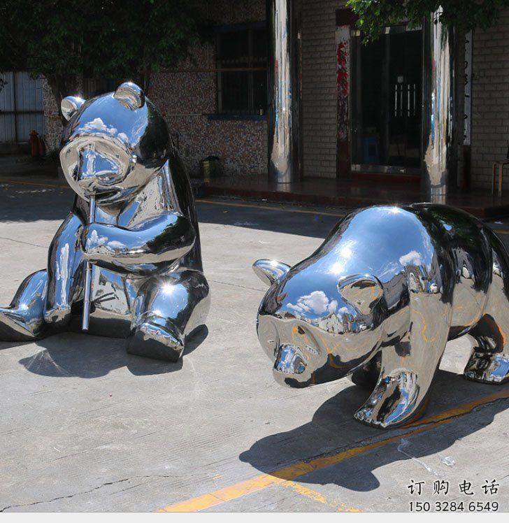 商業街大熊貓雕塑廠家 大型創意擺件 步行街異形大熊貓雕塑