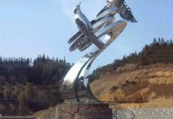 鏡面雄鷹雕塑廠家 現(xiàn)代創(chuàng)意擺件 游樂場異形雄鷹雕塑