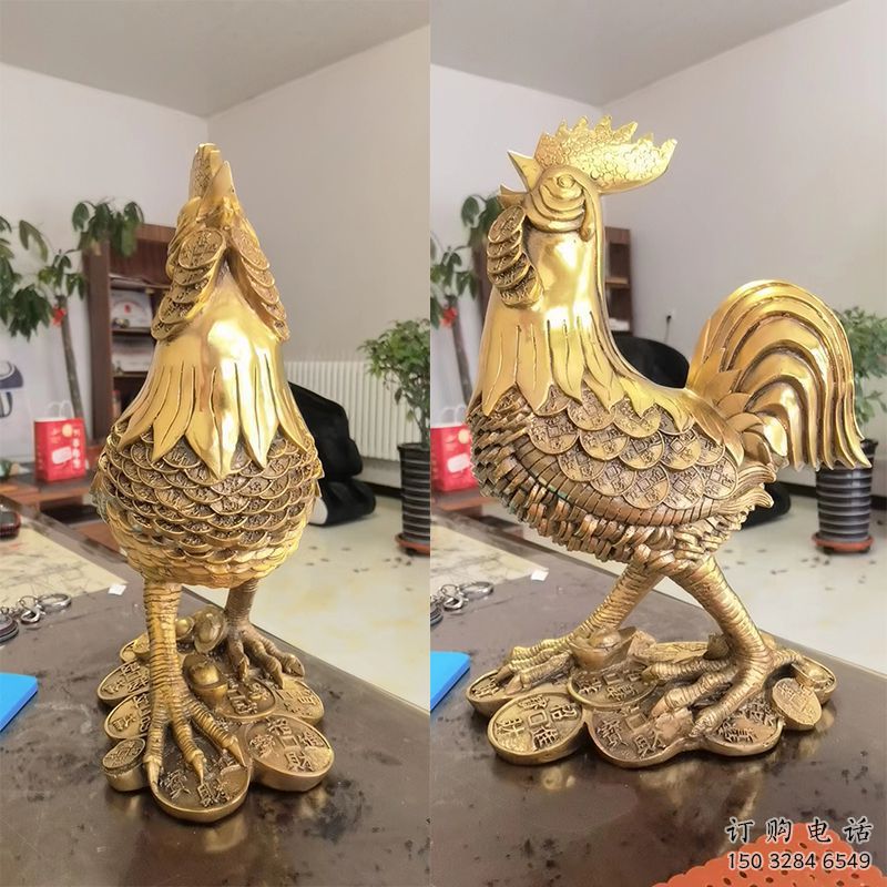 鑄造金雞雕塑廠家 創意仿真小品 村口噴漆金雞雕塑