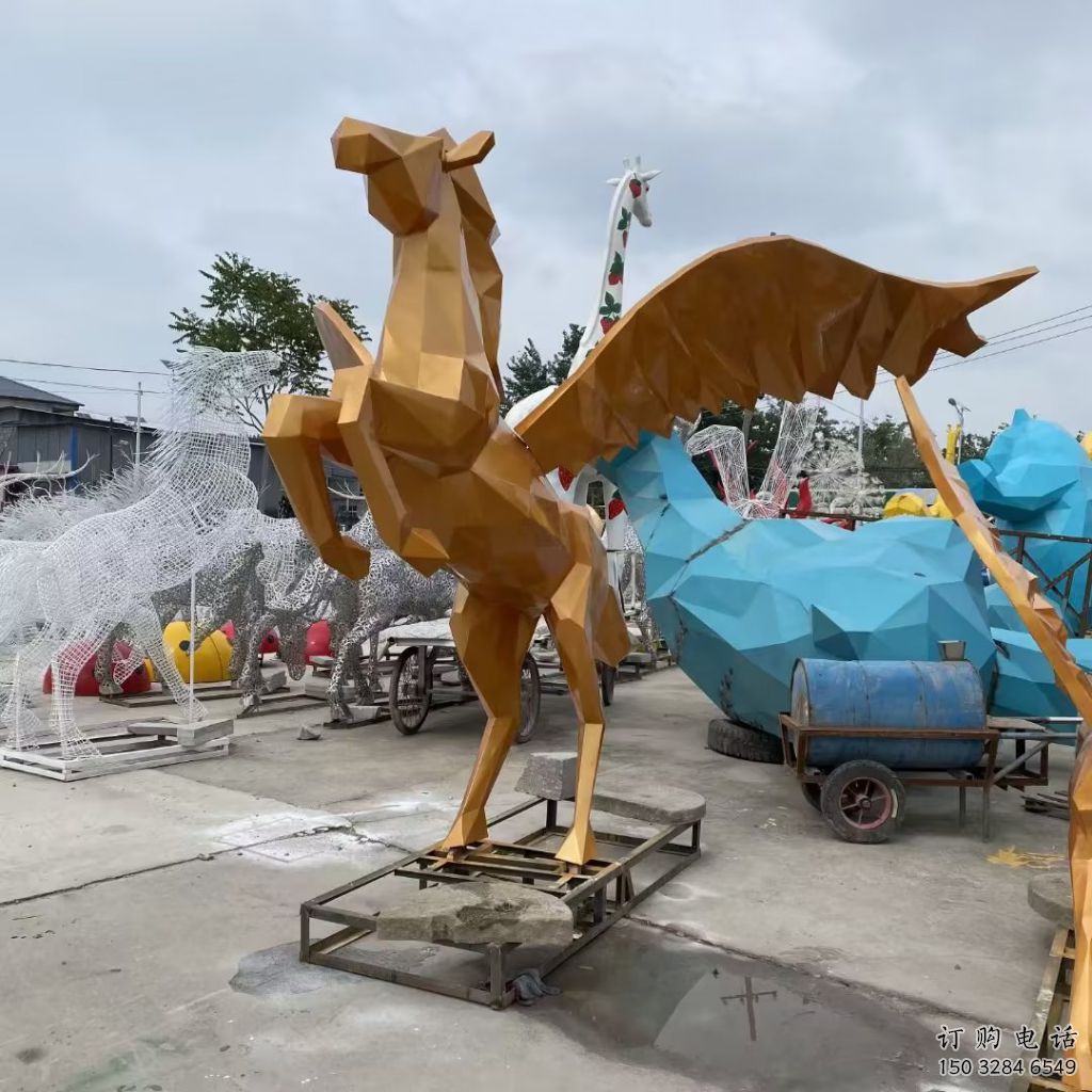 商業(yè)街飛馬雕塑廠家 大型抽象擺件 步行街異形飛馬雕塑