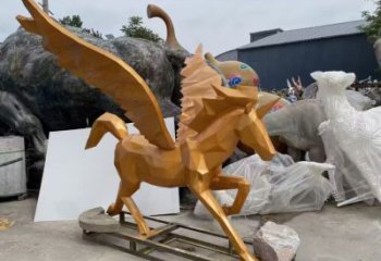 幾何飛馬雕塑廠家 中式室內(nèi)擺件 草地切面飛馬雕塑