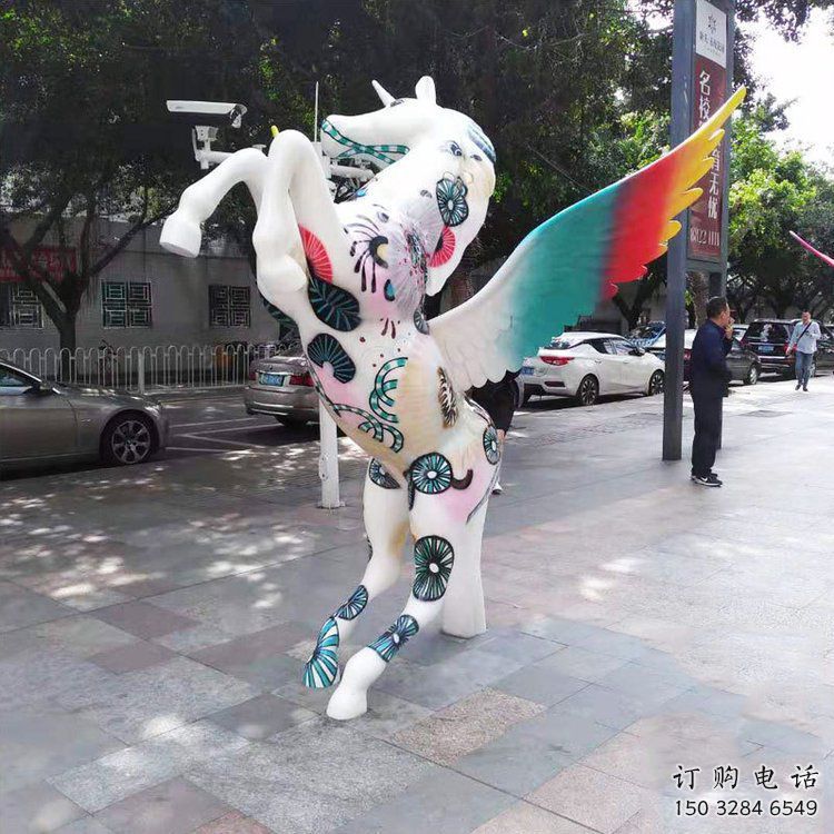 游樂場飛馬雕塑廠家 戶外卡通擺件 住宅小區(qū)彩繪飛馬雕塑