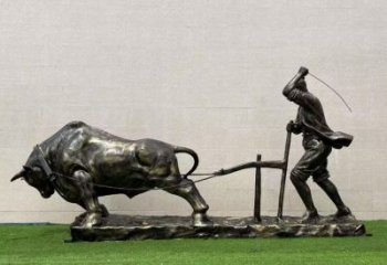 庭院耕牛雕塑廠家 歐式仿真擺件 戶外噴漆耕牛雕塑