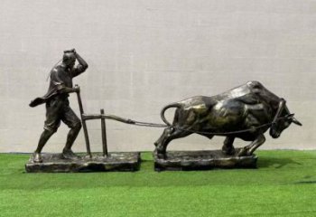 草地耕牛雕塑廠家 公園異形小品 大型戶外耕牛雕塑