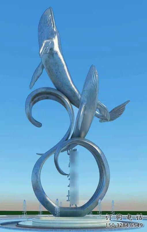 商業街魚跨環雕塑廠家 大型街頭擺件 步行街異形魚跨環雕塑