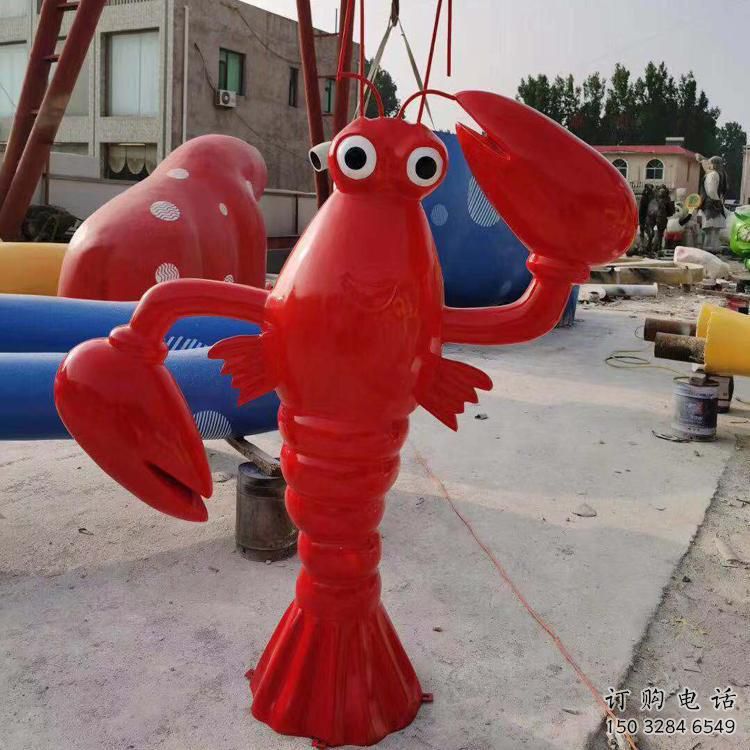 街道大蝦雕塑廠家 創意村口小品 酒店拉絲大蝦雕塑