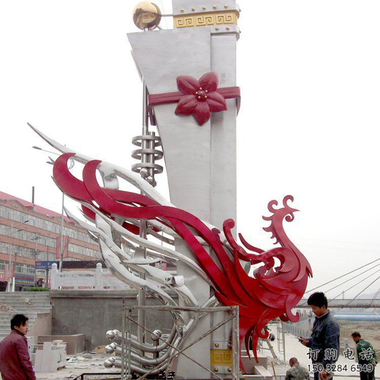 幾何龍鳳呈祥雕塑廠家 中式戶外擺件 