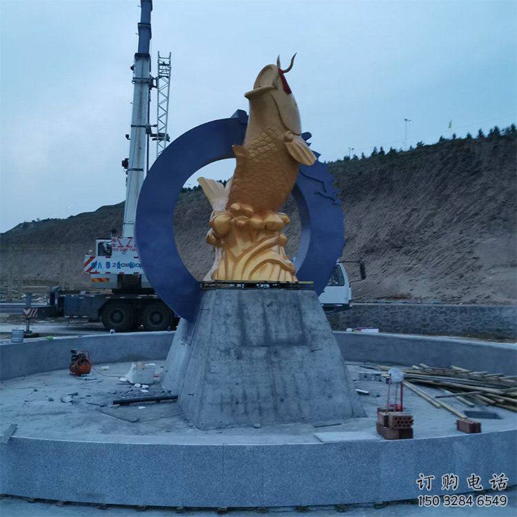 彩繪魚躍龍門雕塑廠家 戶外創(chuàng)意噴漆小品 
