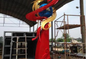 街道龍鳳呈祥雕塑廠家 創(chuàng)意小品 大型拉絲龍鳳呈祥雕塑