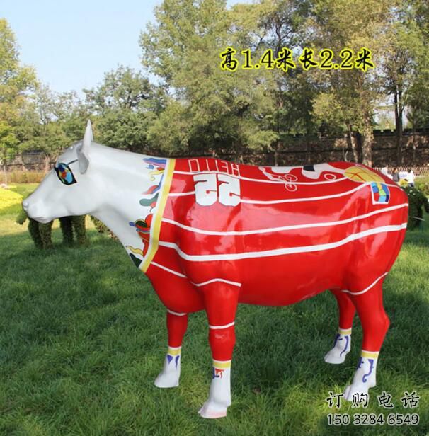 商場花牛雕塑廠家 中式創(chuàng)意小品 酒店彩繪花牛雕塑