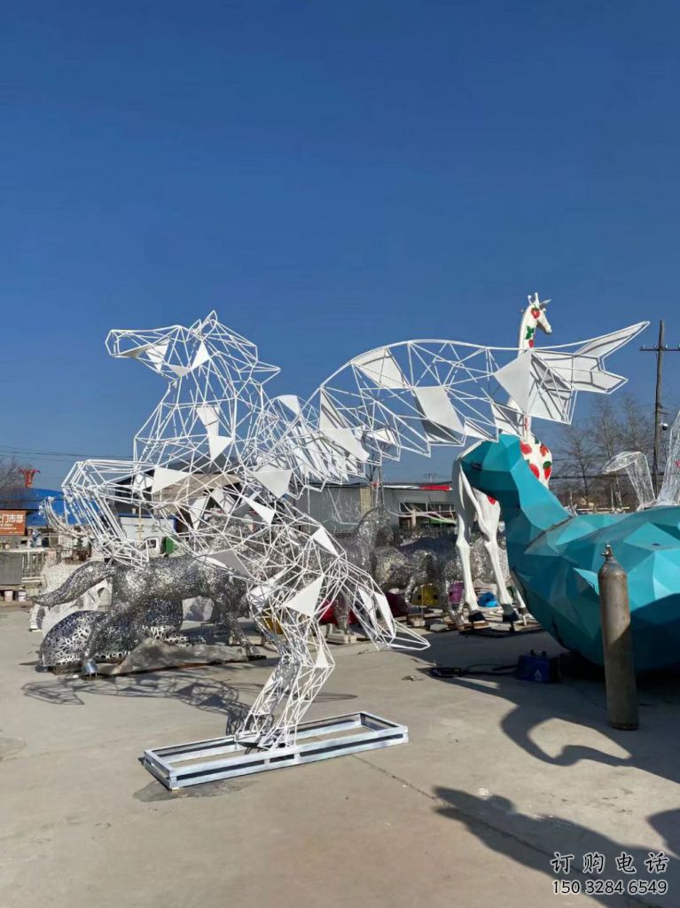 游樂場花片馬雕塑廠家 戶外創意擺件 大型鏤空花片馬雕塑