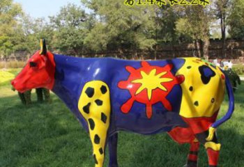 商業(yè)街花牛雕塑廠家 大型現(xiàn)代擺件 步行街異形花牛雕塑