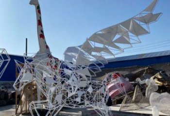 公園花片馬雕塑廠家 中式噴漆小品 風景區仿古花片馬雕塑