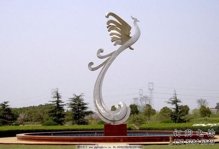 鏡面鳳鳥雕塑廠家 現(xiàn)代公園擺件 游樂(lè)場(chǎng)異形鳳鳥雕塑