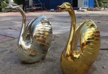 公園天鵝雕塑廠家 中式電鍍小品 風景區抽象天鵝雕塑