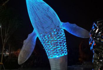 彩繪鯨魚雕塑廠家 卡通噴漆小品 草地切面鯨魚雕塑