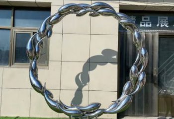 商場魚群雕塑廠家 中式戶外小品 酒店拉絲魚群雕塑