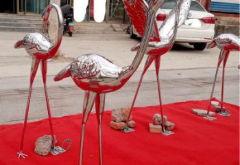 鍛造仙鶴雕塑廠家 鏡面抽象擺件 廣場啞光仙鶴雕塑