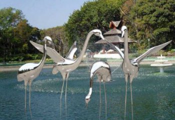 商業(yè)街仙鶴雕塑廠家 大型戶外擺件 步行街異形仙鶴雕塑