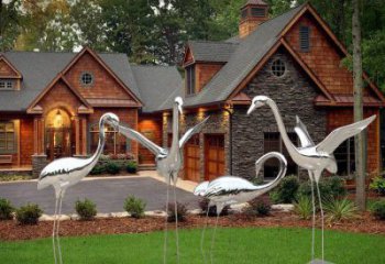 庭院仙鶴雕塑廠家 歐式仿真擺件 戶外噴漆仙鶴雕塑