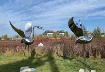 抽象鶴雕塑廠家 創意公園擺件 玄關彩繪鶴雕塑