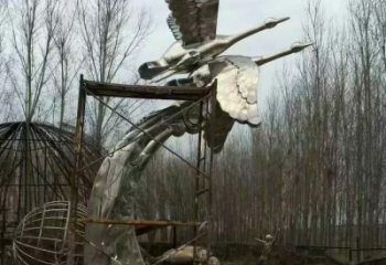 商業街鶴雕塑廠家 大型創意擺件 步行街異形鶴雕塑